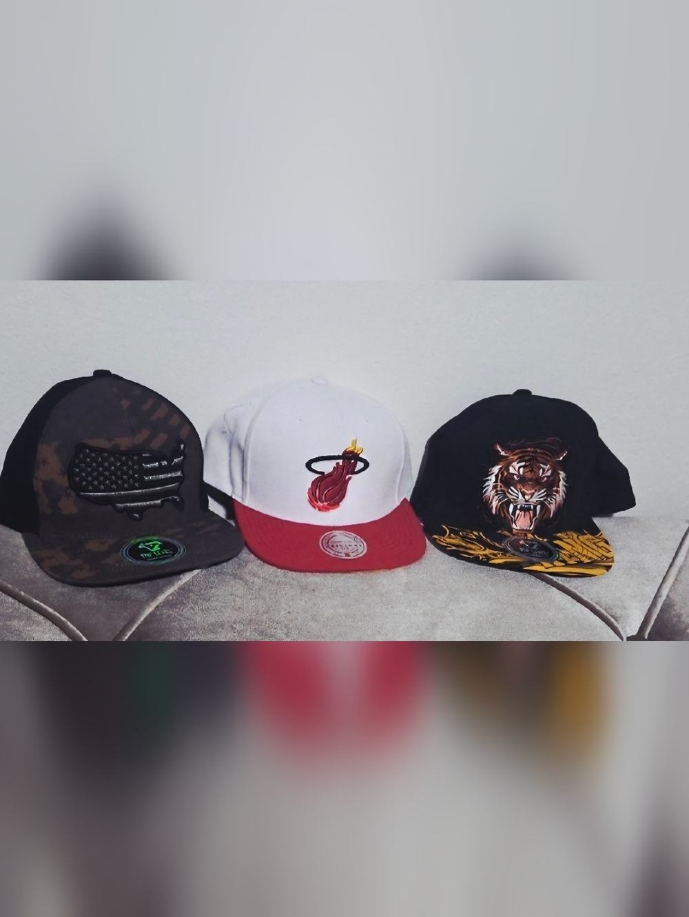 Adult Mens Bundle of 3 Cap Trio - Camouflage, White, Black